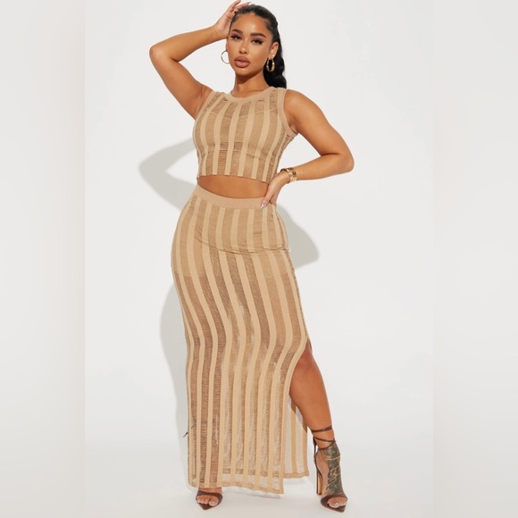 Taupe Crochet two piece set - Picture 5 of 6